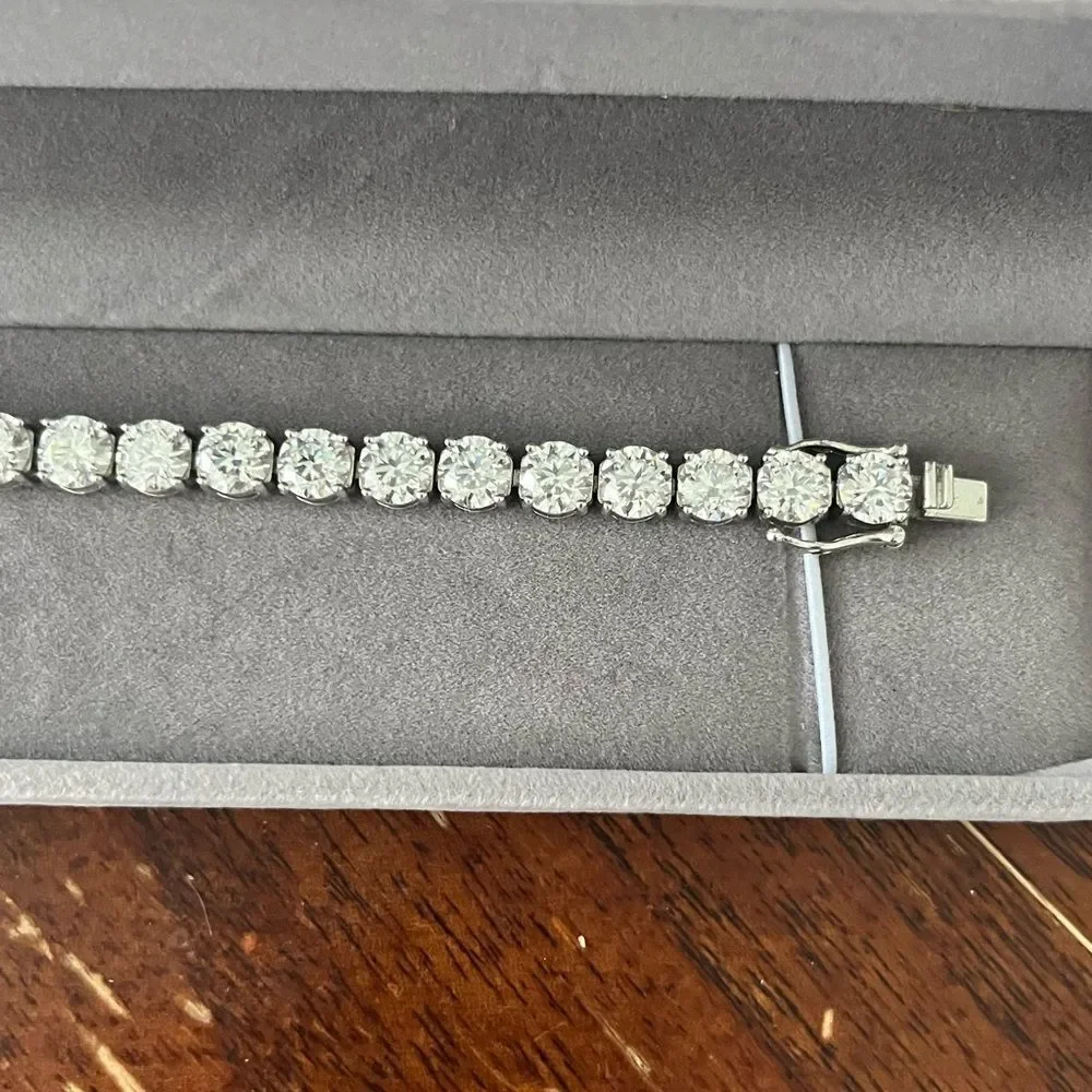 Moissanite Tennis Bracelet 6.5mm White Gold Over 925 Silver VVS Colorless 7.5”